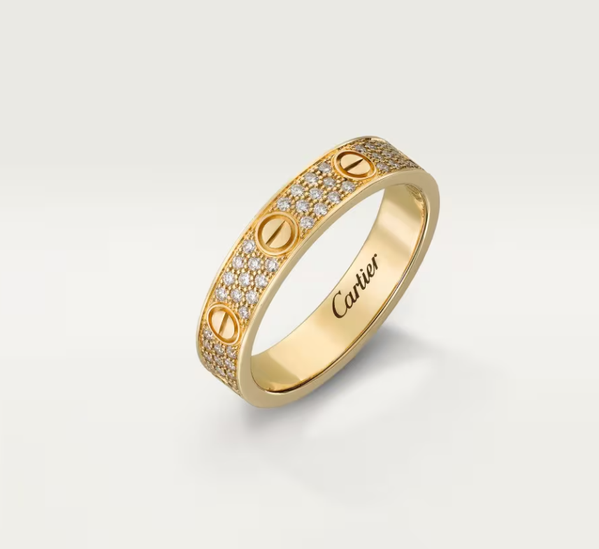 [⭐Shinejoy]LOVE RING 4mm-wide full-diamond ring GOLD