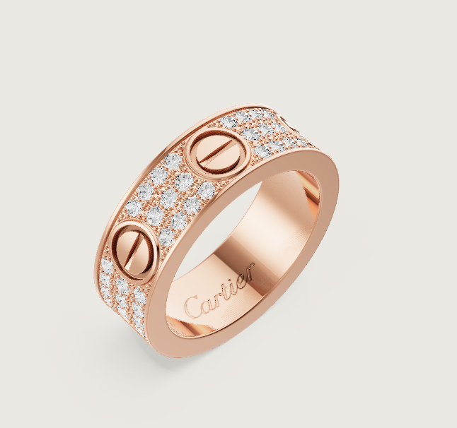 [⭐Shinejoy]LOVE RING 6.5mm幅 フルダイヤモンドリング ローズゴールド