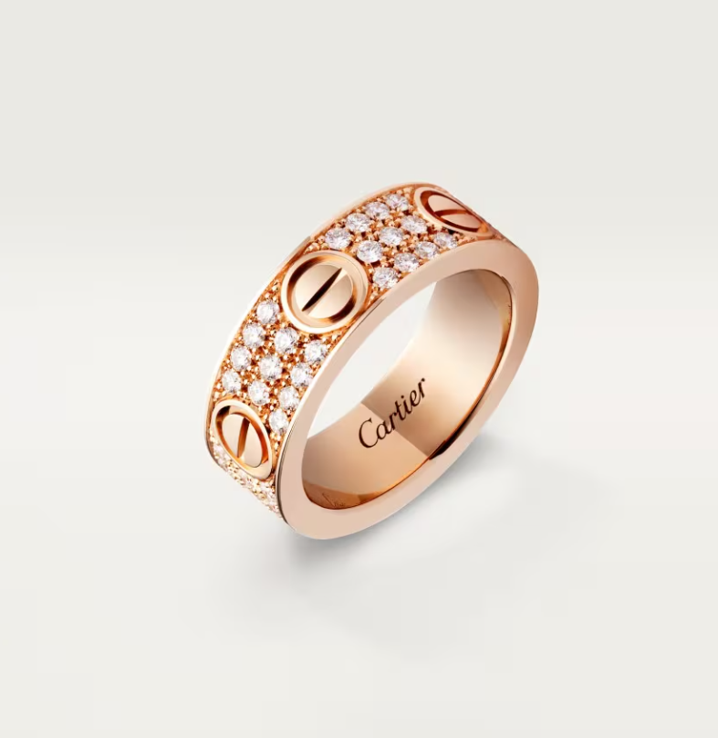 [⭐Shinejoy]LOVE RING 6.5mm幅 フルダイヤモンドリング ローズゴールド