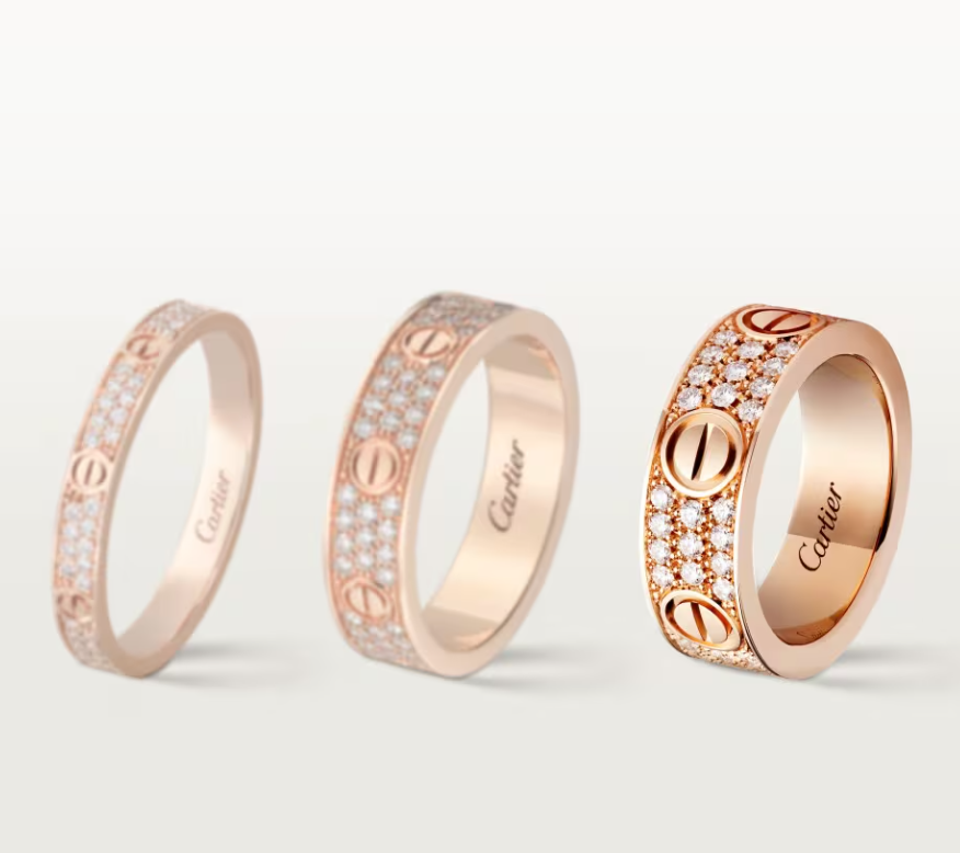 [⭐Shinejoy]LOVE RING 6.5mm幅 フルダイヤモンドリング ローズゴールド