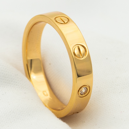 [⭐Shinejoy]LOVEリング 4MM 1ダイヤモンド ピンクゴールド