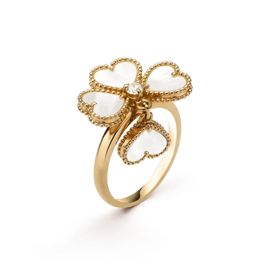 [⭐Shinejoy]SWEET CLOVER WHITE MOP RING