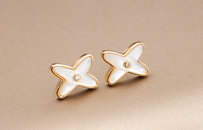 [⭐Shinejoy]JEUX DE ホワイトモップ ローズゴールド ダイヤモンドピアス