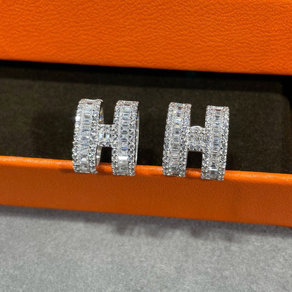[⭐Shinejoy]Hスタッドピアス シルバーダイヤモンド