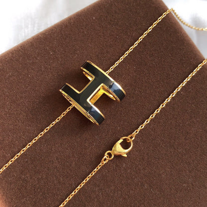 [⭐Shinejoy]HM CLIC BLACK ENAMEL GOLD NECKLACE
