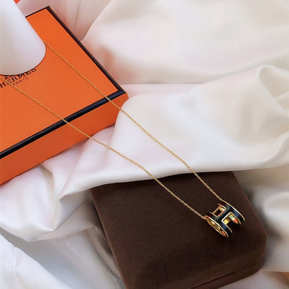 [⭐Shinejoy]HM CLIC BLACK ENAMEL GOLD NECKLACE