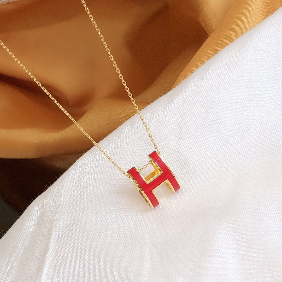 [⭐Shinejoy]HM CLIC RED ENAMEL GOLD NECKLACE