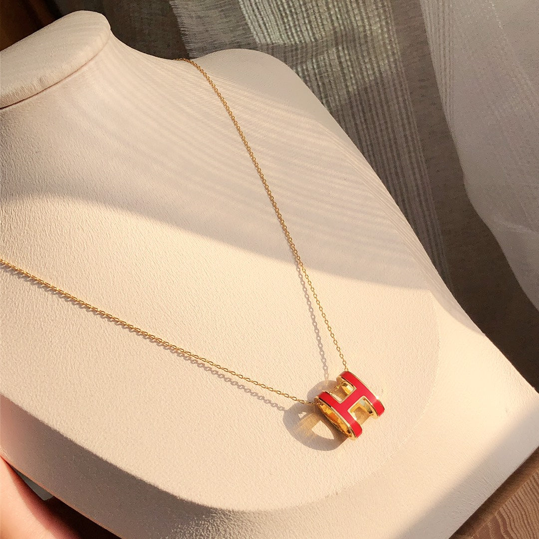 [⭐Shinejoy]HM CLIC RED ENAMEL GOLD NECKLACE