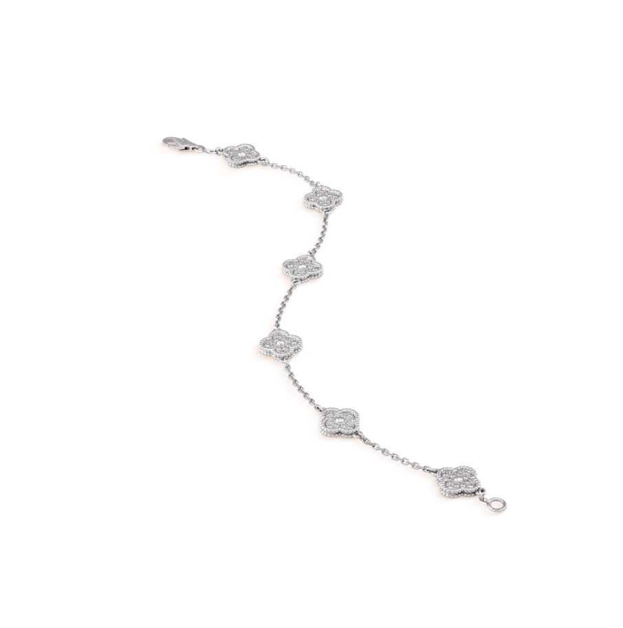 [⭐Shinejoy]CLOVER 6 MOTIF SILVER DIAMOND BRACELET