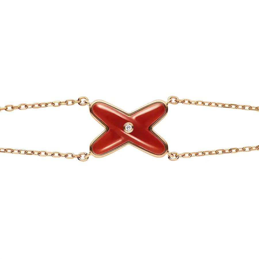 [⭐Shinejoy]JEUX BRACELET CARNELIAN PINK GOLD 1 DIAMOND