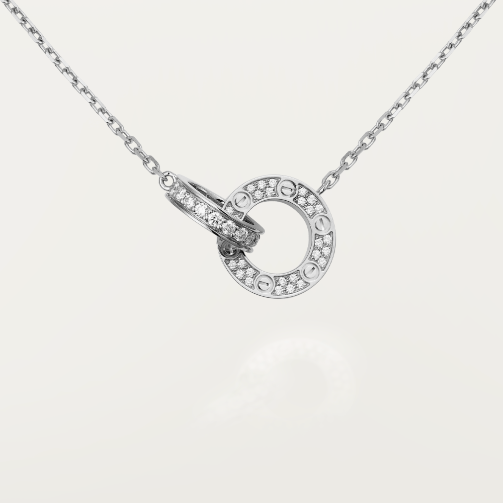 [⭐Shinejoy]LOVE 7.6MM ネックレス ローズゴールド＆シルバー フルダイヤモンド