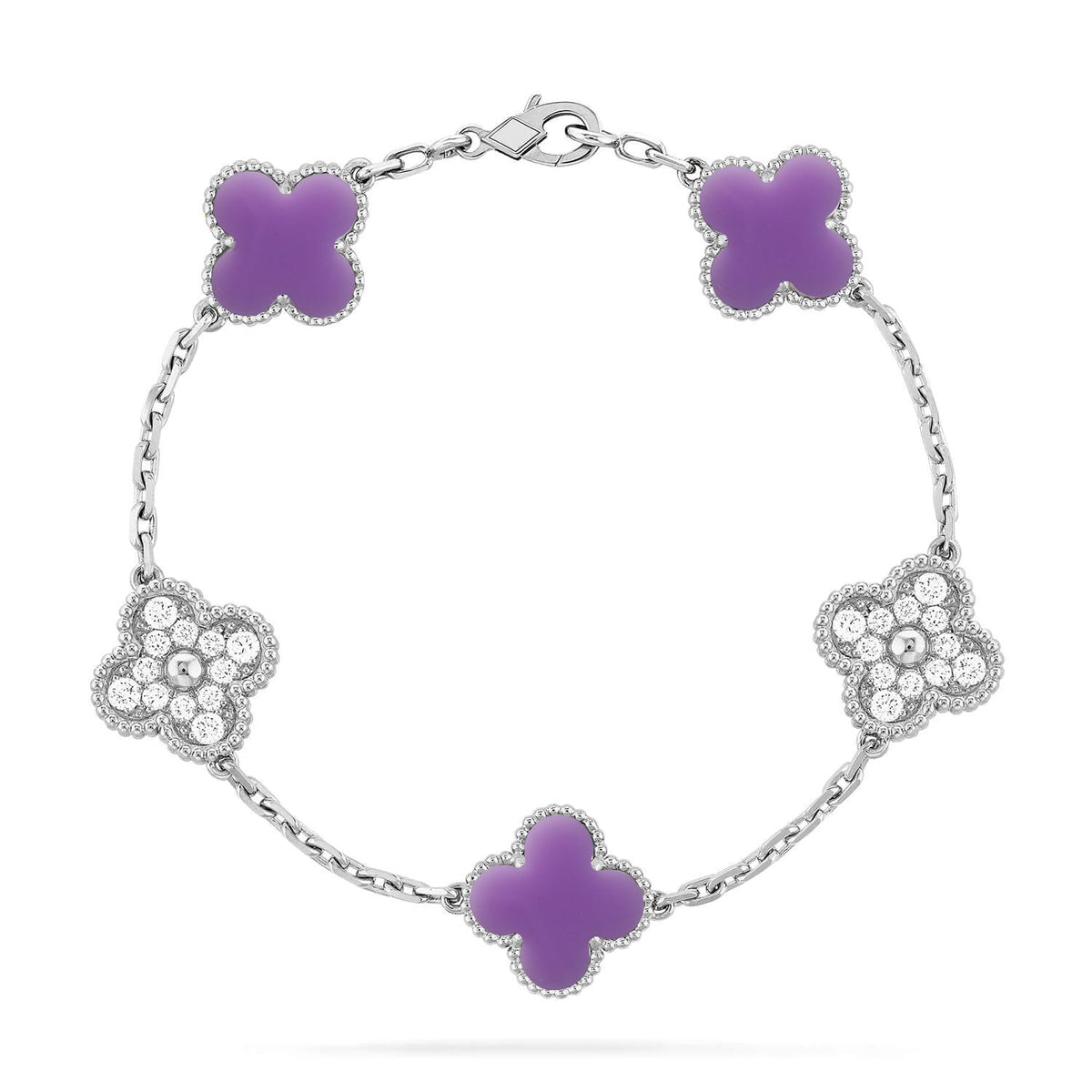 [⭐Shinejoy]クローバー5モチーフ ライトパープルブレスレットコレクション