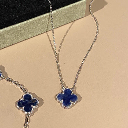 [⭐Shinejoy]CLOVER 15MM PIETERSITE NECKLACE SILVER