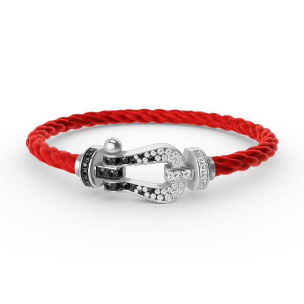 [⭐Shinejoy]FORCE LARGE HORSESHOE BLACK WHITE DIAMOND BRACELET SILVER