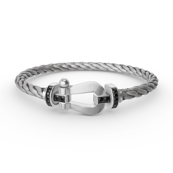 [⭐Shinejoy]FORCE LARGE HORSESHOE BLACK DIAMOND BRACELET SILVER