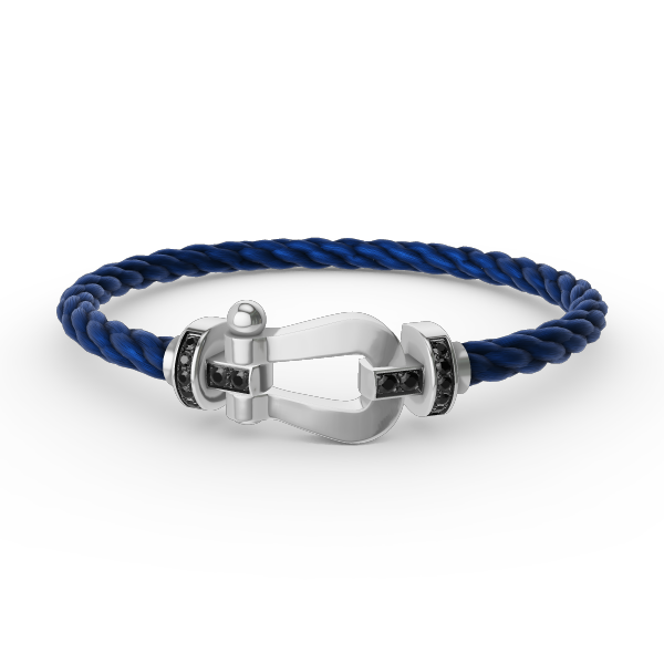 [⭐Shinejoy]FORCE LARGE HORSESHOE BLACK DIAMOND BRACELET SILVER