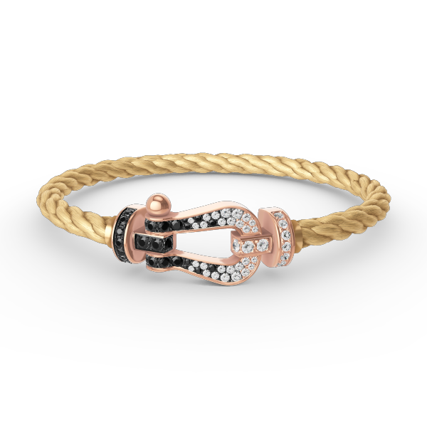 [⭐Shinejoy]FORCE LARGE HORSESHOE BLACK WHITE DIAMOND BRACELET ROSE GOLD