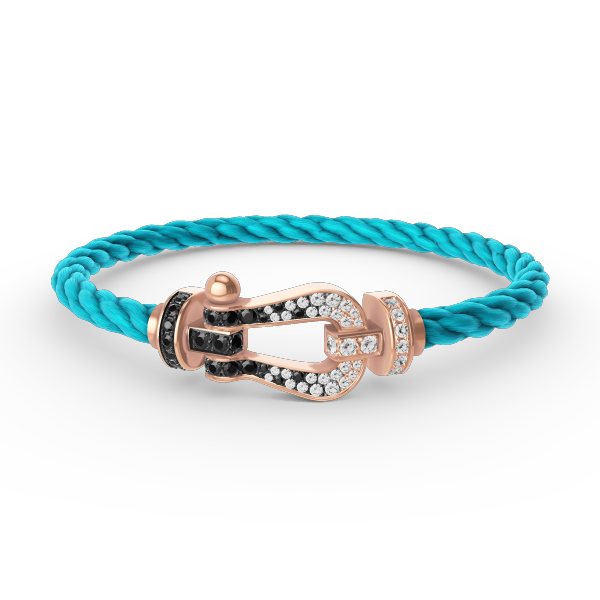 [⭐Shinejoy]FORCE LARGE HORSESHOE BLACK WHITE DIAMOND BRACELET ROSE GOLD