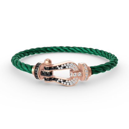 [⭐Shinejoy]FORCE LARGE HORSESHOE BLACK WHITE DIAMOND BRACELET ROSE GOLD