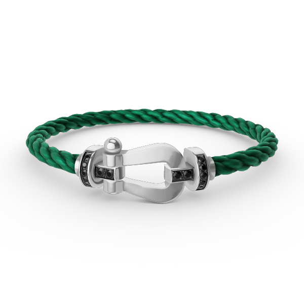 [⭐Shinejoy]FORCE LARGE HORSESHOE BLACK DIAMOND BRACELET SILVER