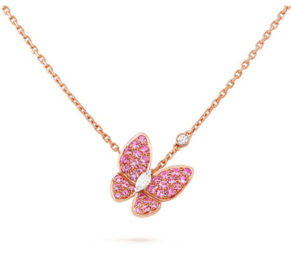 [⭐Shinejoy]バタフライ レッドダイヤモンド ローズゴールドネックレス