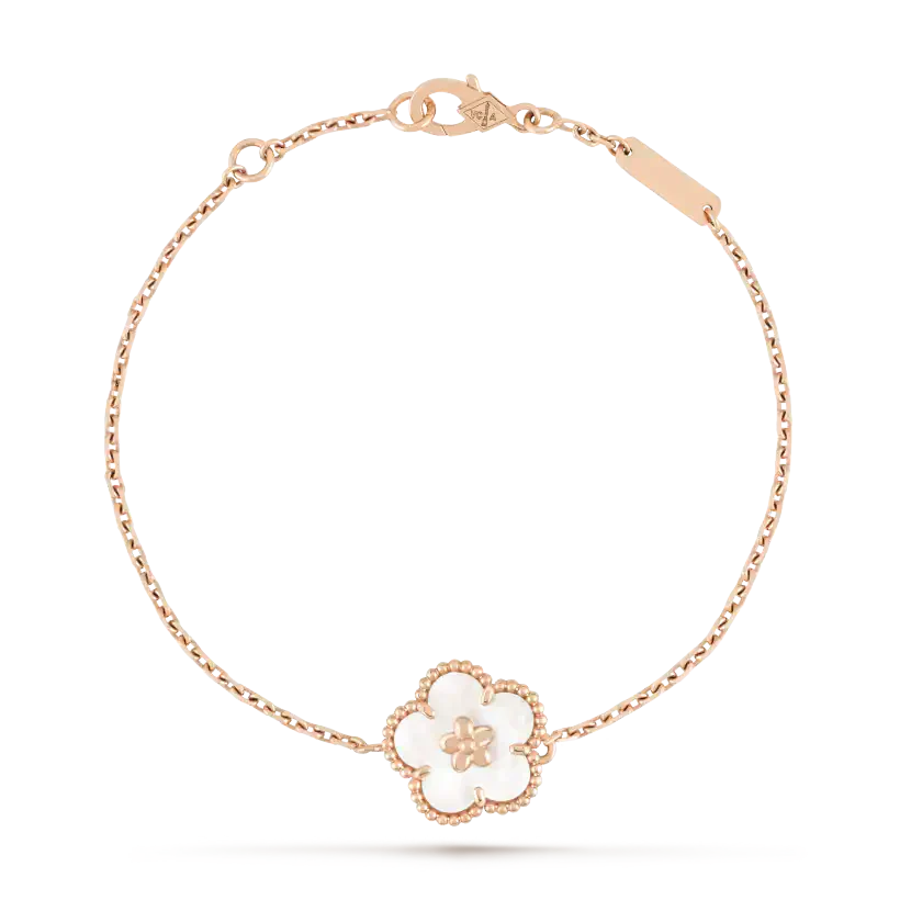 [⭐Shinejoy]ラッキーホワイトモップ 梅の花 ブレスレット