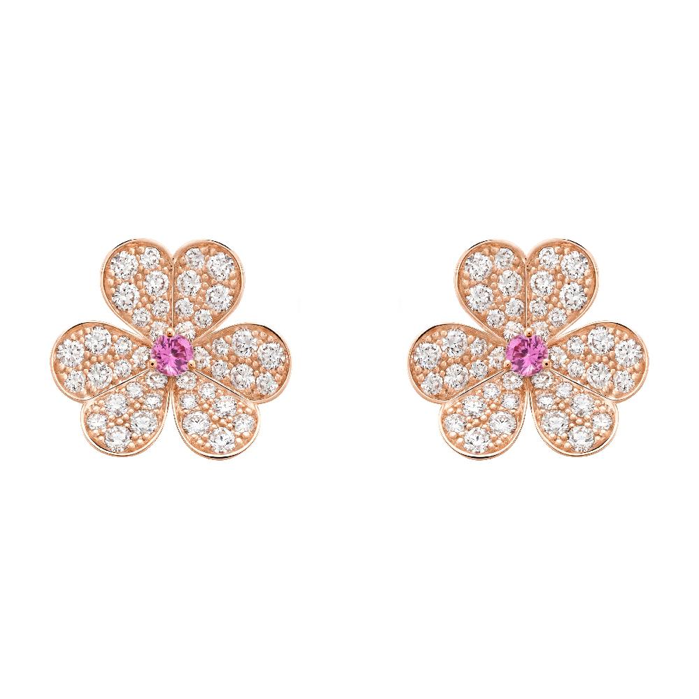 [⭐Shinejoy]FRIVOLE PINK GOLD FLOWER DIAMOND EARRINGS