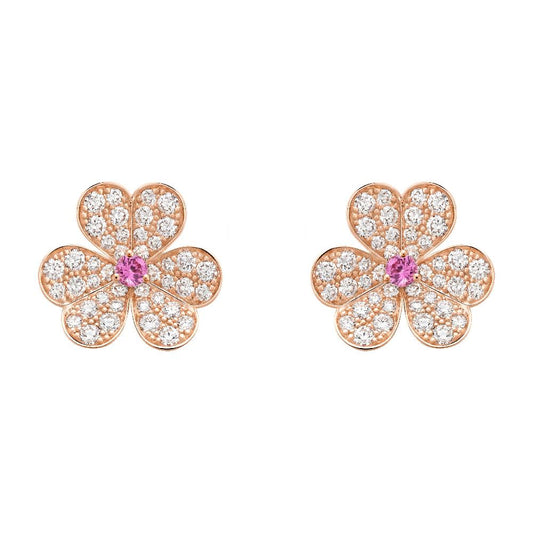 [⭐Shinejoy]フリヴォル ピンクゴールド フラワー ダイヤモンド ピアス