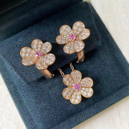 [⭐Shinejoy]FRIVOLE PINK GOLD FLOWER DIAMOND EARRINGS