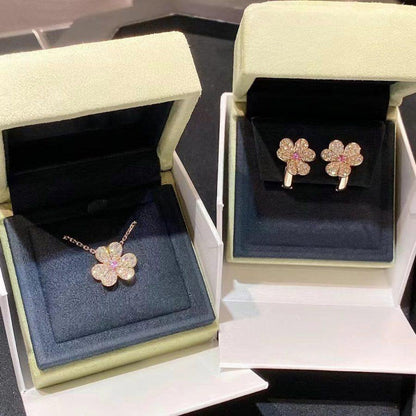 [⭐Shinejoy]FRIVOLE PINK GOLD FLOWER DIAMOND EARRINGS