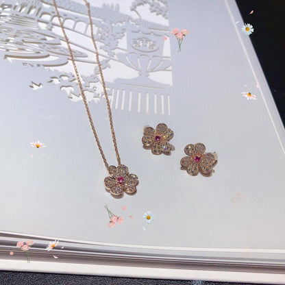 [⭐Shinejoy]FRIVOLE PINK GOLD FLOWER DIAMOND EARRINGS