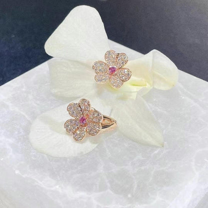 [⭐Shinejoy]FRIVOLE PINK GOLD FLOWER DIAMOND EARRINGS
