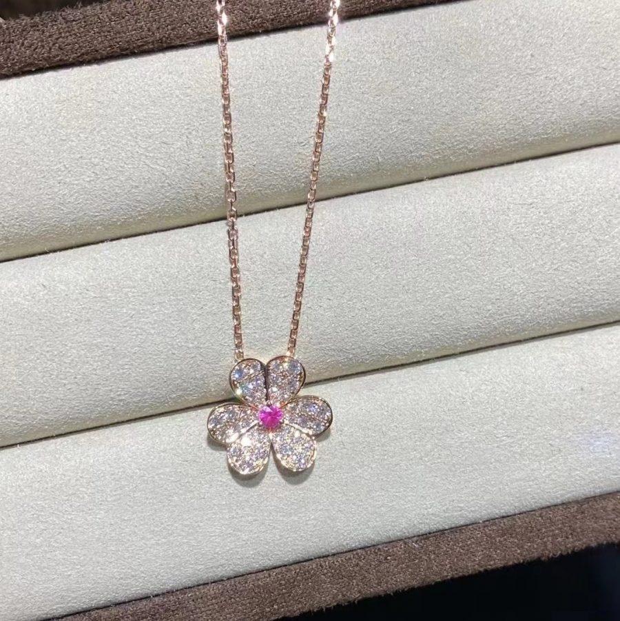 [⭐Shinejoy]フリヴォル ローズゴールド フラワーダイヤモンドネックレス