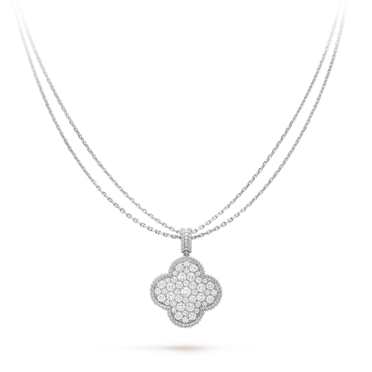 [⭐Shinejoy]CLOVER 25MM シルバー フルダイヤモンド ビッグクローバーネックレス