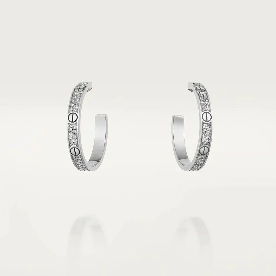 [⭐Shinejoy]LOVE ダイヤモンド シルバー フープピアス