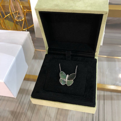 [⭐Shinejoy]ラージバタフライ シルバーペンダント ダイヤモンドネックレス
