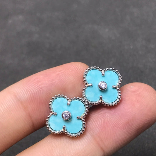 [⭐Shinejoy]CLOVER 1 DIAMOND BLUE SKY シルバーピアス