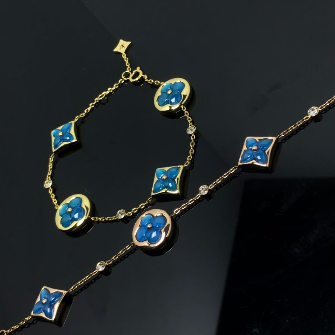 [⭐Shinejoy]STAR AND SUN 4 MOTIF BLUE BRACELET