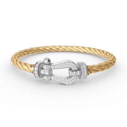 [⭐Shinejoy]FORCE LARGE HORSESHOE FULL DIAMOND BRACELET SILVER