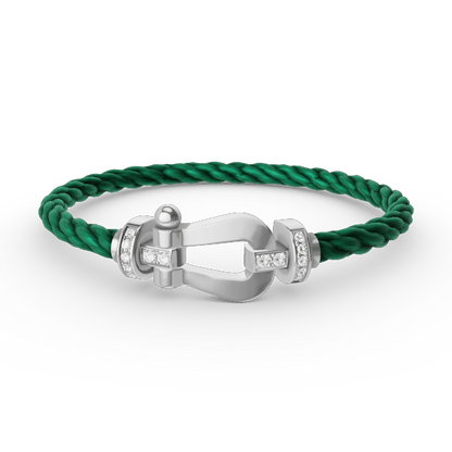 [⭐Shinejoy]FORCE LARGE HORSESHOE HALF DIAMOND BRACELET SILVER