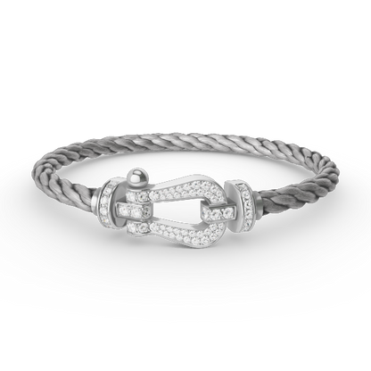 [⭐Shinejoy]FORCE LARGE HORSESHOE FULL DIAMOND BRACELET SILVER