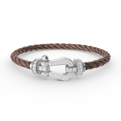 [⭐Shinejoy]FORCE LARGE HORSESHOE FULL DIAMOND BRACELET SILVER